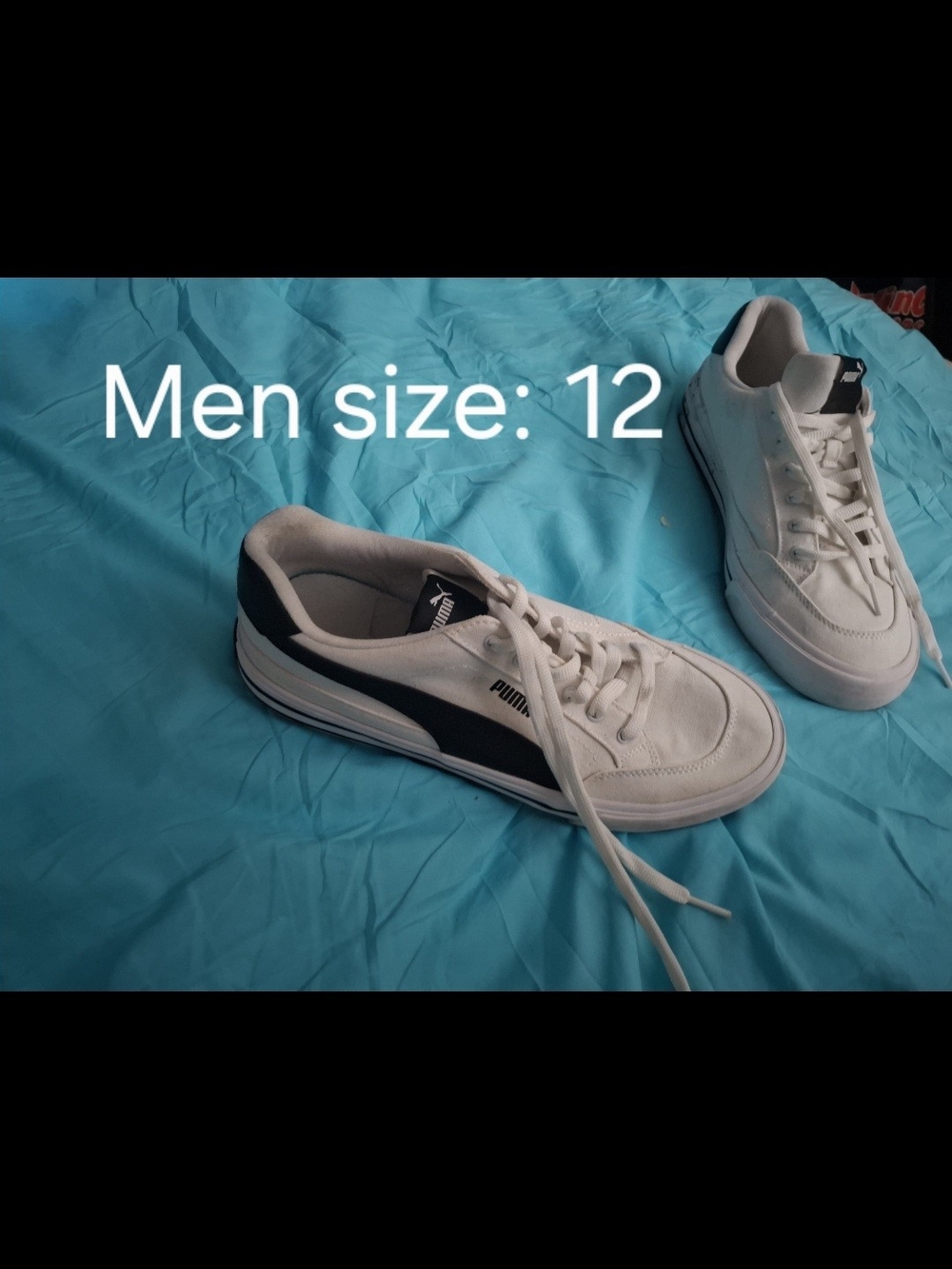 Puma Men’s White Sneakers with Black Stripe